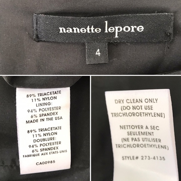 Nanette Lepore Black Satin Midi w/ Bows • 4 - Picture 7 of 8